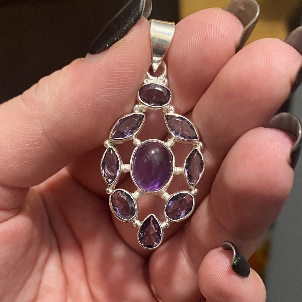 Sterling Silver Natural Amethyst Pendant